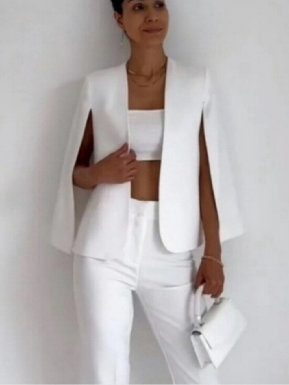 ZARA CAPE BLAZER WHITE SIZE S